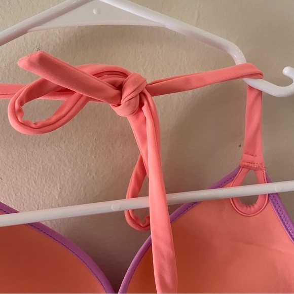 Victoria’s Secret pink and orange bikini top swimwear padded tie closure bow - Picture 6 of 9